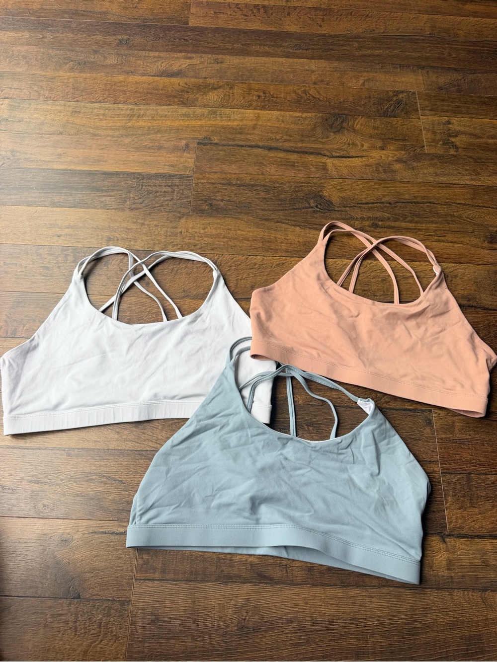 Everyday Strappy Sports Bra Pack - White, Peach, Light Blue